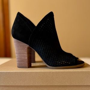 Black Lively Lucky Brand Open Toe Boho Booties, Sz 7.5M.